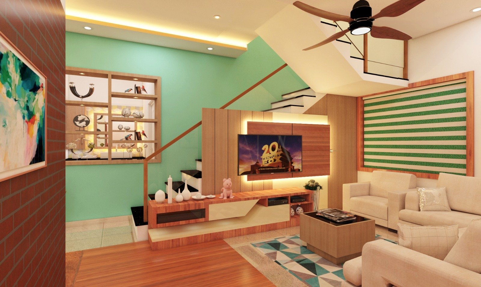 Luxurious living room interior with modern décor by Wavez Interiors